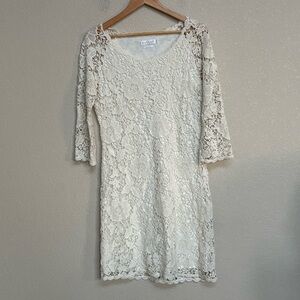 Velvet by Graham & Spencer Cream Lace Midi Dress